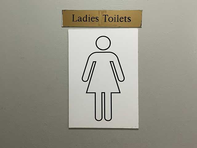 Sign on door of ladies toilets